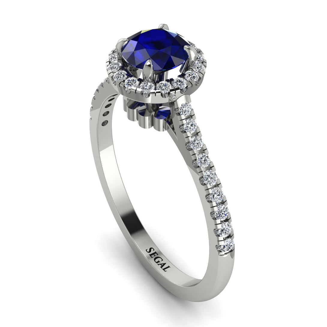 Milgrain Halo Sapphire Ring - Betty No. 15