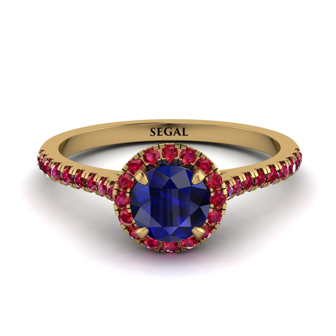 Milgrain Halo Sapphire Ring - Betty No. 58