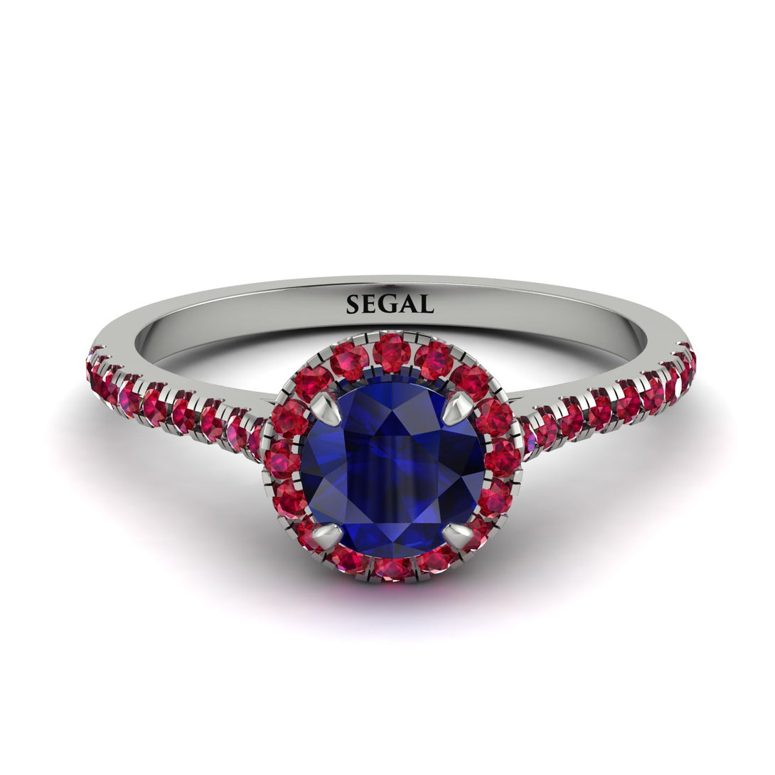 Milgrain Halo Sapphire Ring - Betty No. 60