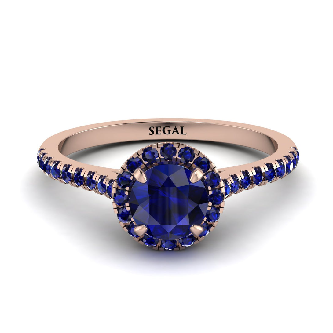 Milgrain Halo Sapphire Ring - Betty No. 74