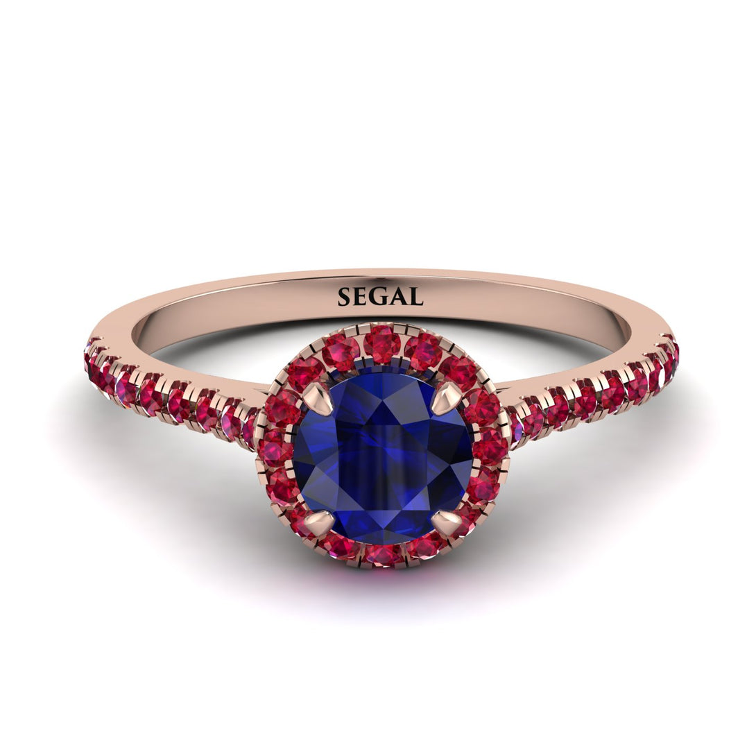 Milgrain Halo Sapphire Ring - Betty No. 59