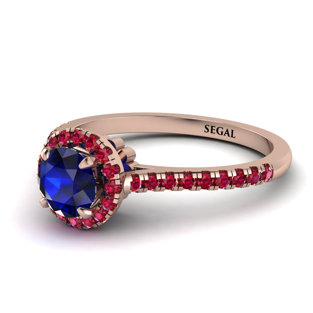 Milgrain Halo Sapphire Ring - Betty No. 59