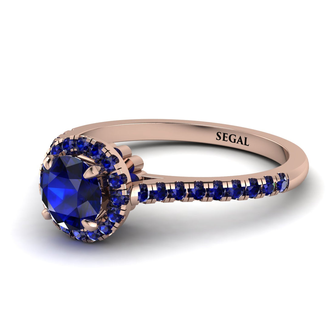 Milgrain Halo Sapphire Ring - Betty No. 74