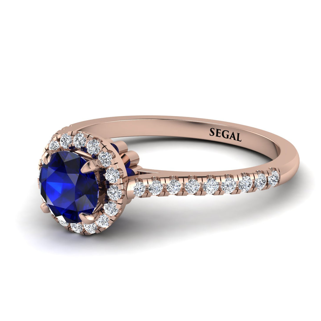 Milgrain Halo Sapphire Ring - Betty No. 14