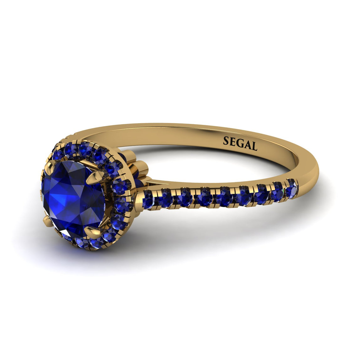 Milgrain Halo Sapphire Ring - Betty No. 73