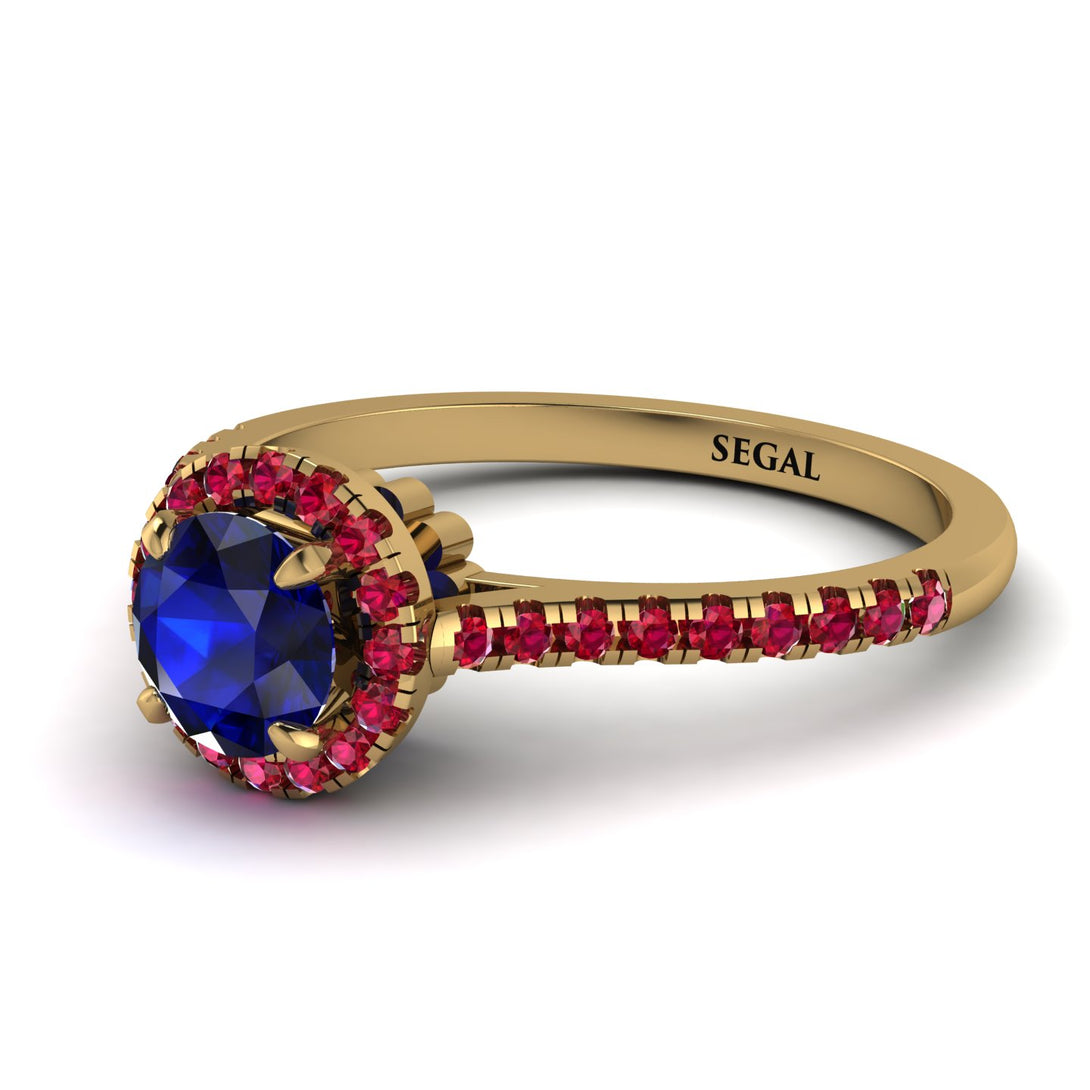 Milgrain Halo Sapphire Ring - Betty No. 58