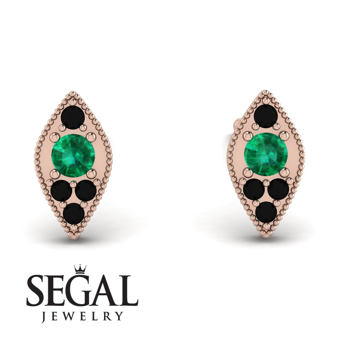 Milgrain Marquise Emerald Earrings - Faye No. 35