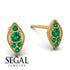 Milgrain Marquise Emerald Earrings - Faye No. 19