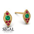 Milgrain Marquise Emerald Earrings - Faye No. 49