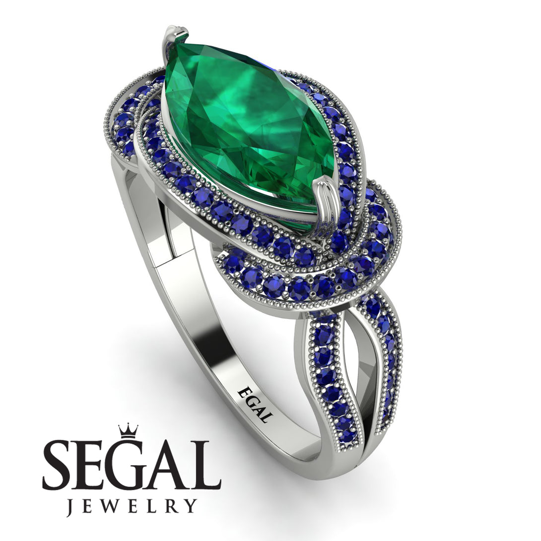 Milgrain Marquise Emerald Engagement Ring - Marley No. 66