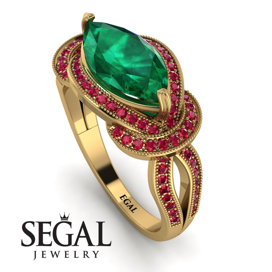 Milgrain Marquise Emerald Engagement Ring - Marley No. 49