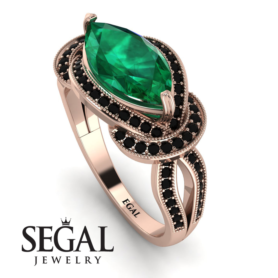 Milgrain Marquise Emerald Engagement Ring - Marley No. 35
