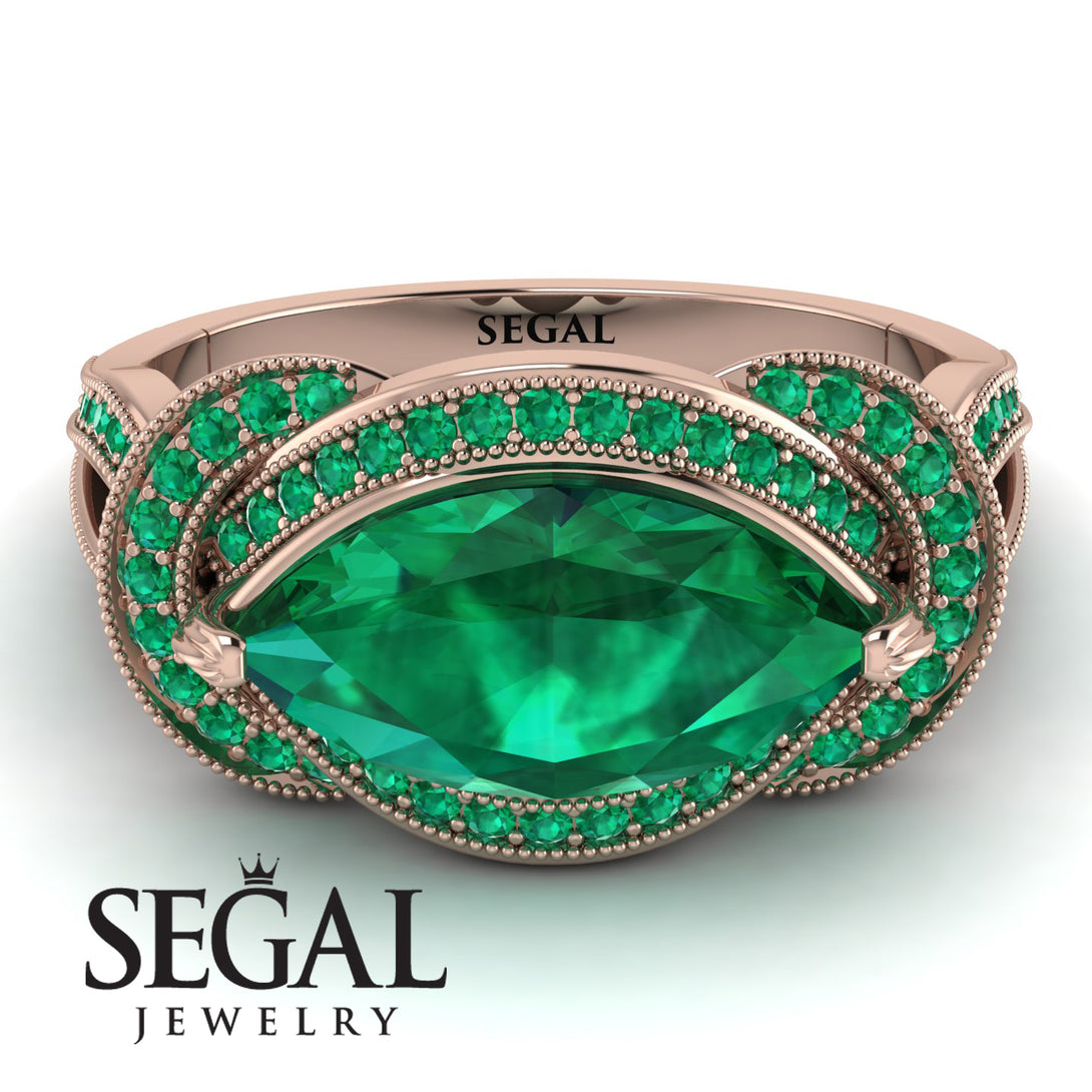 Milgrain Marquise Emerald Engagement Ring - Marley No. 20