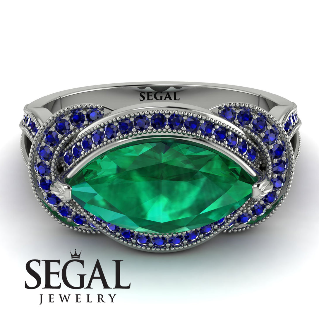Milgrain Marquise Emerald Engagement Ring - Marley No. 66