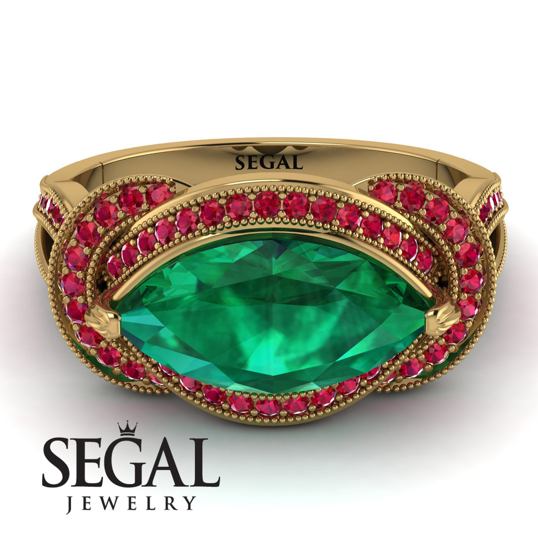 Milgrain Marquise Emerald Engagement Ring - Marley No. 49