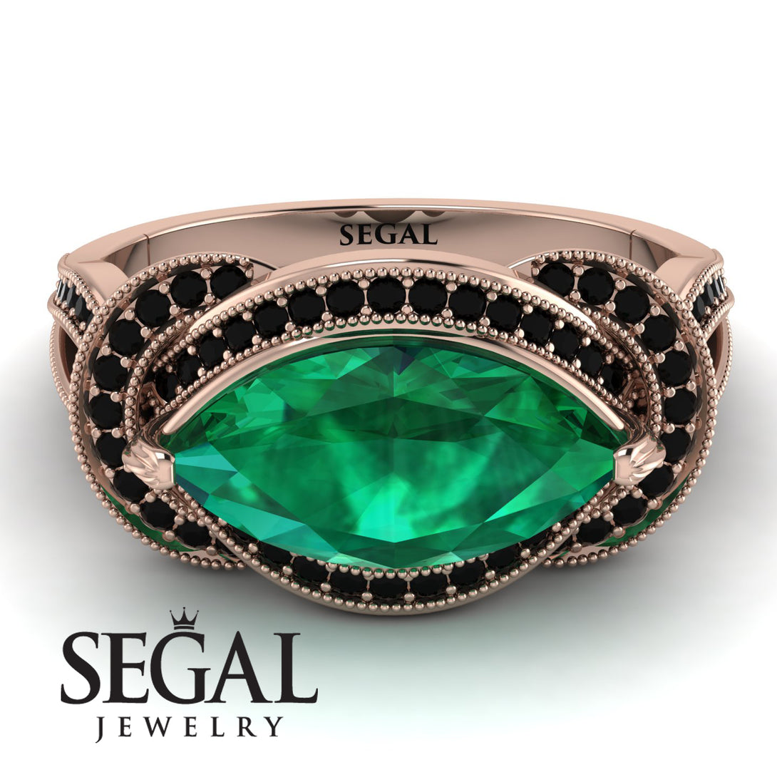 Milgrain Marquise Emerald Engagement Ring - Marley No. 35