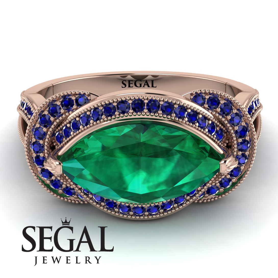 Milgrain Marquise Emerald Engagement Ring - Marley No. 65