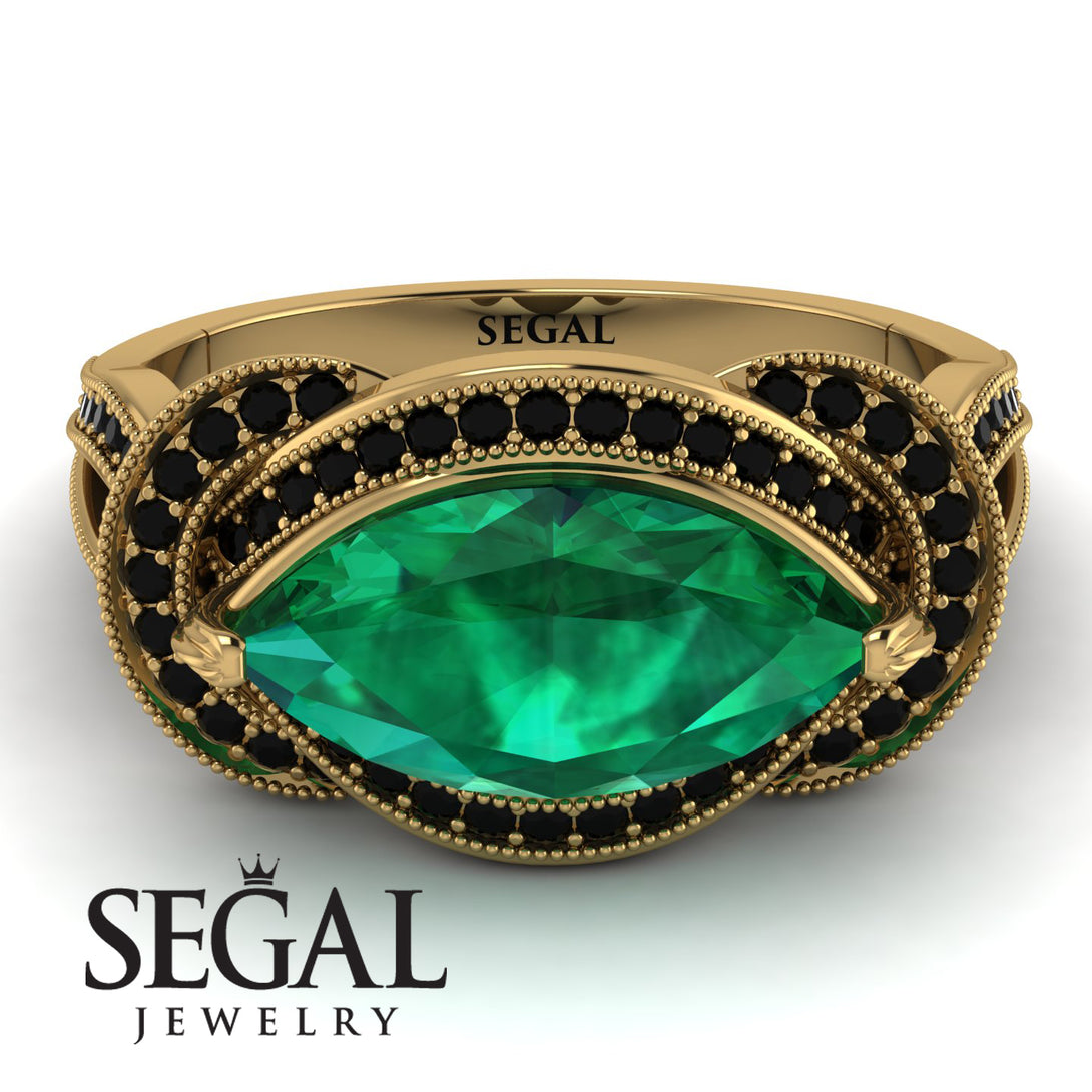 Milgrain Marquise Emerald Engagement Ring - Marley No. 34