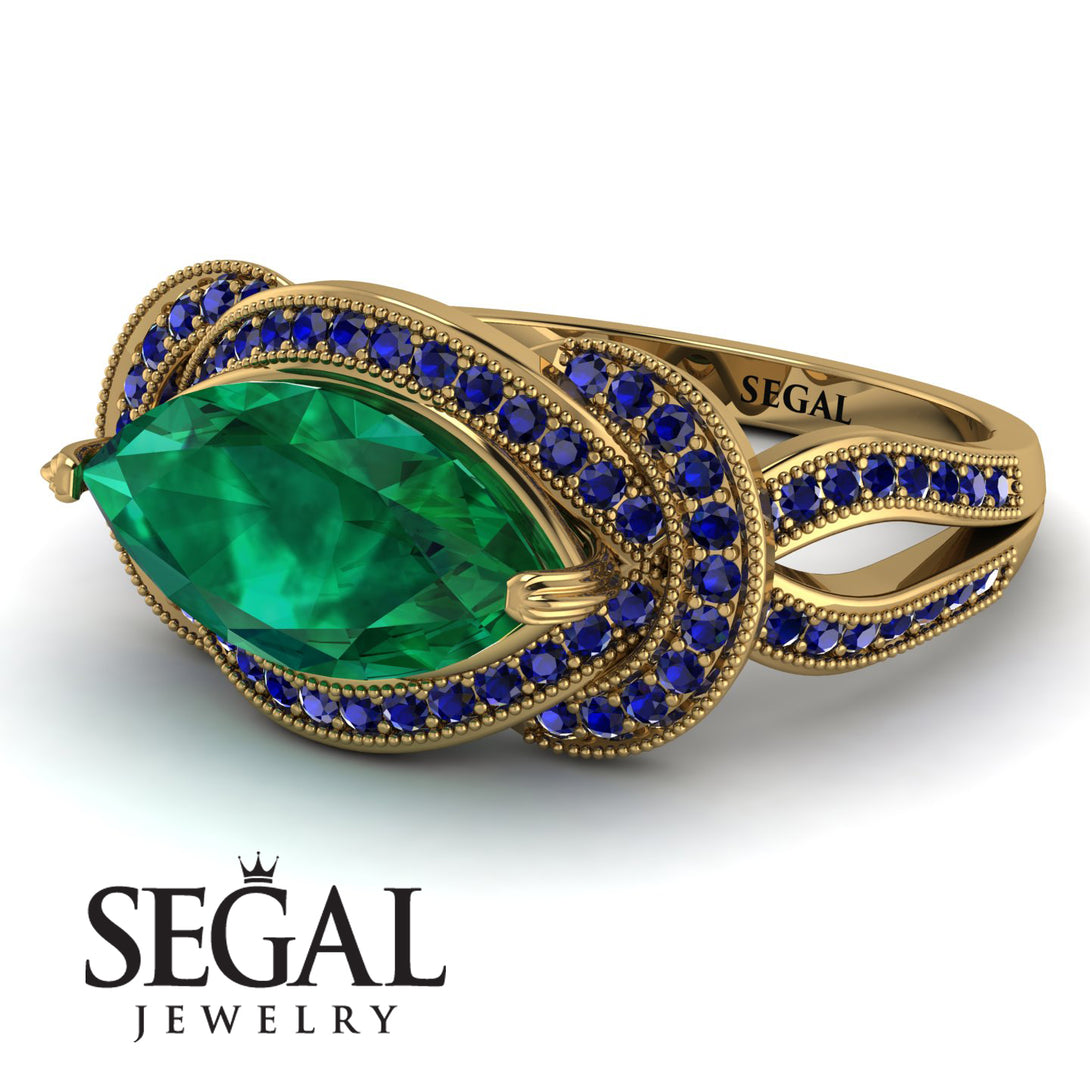 Milgrain Marquise Emerald Engagement Ring - Marley No. 64