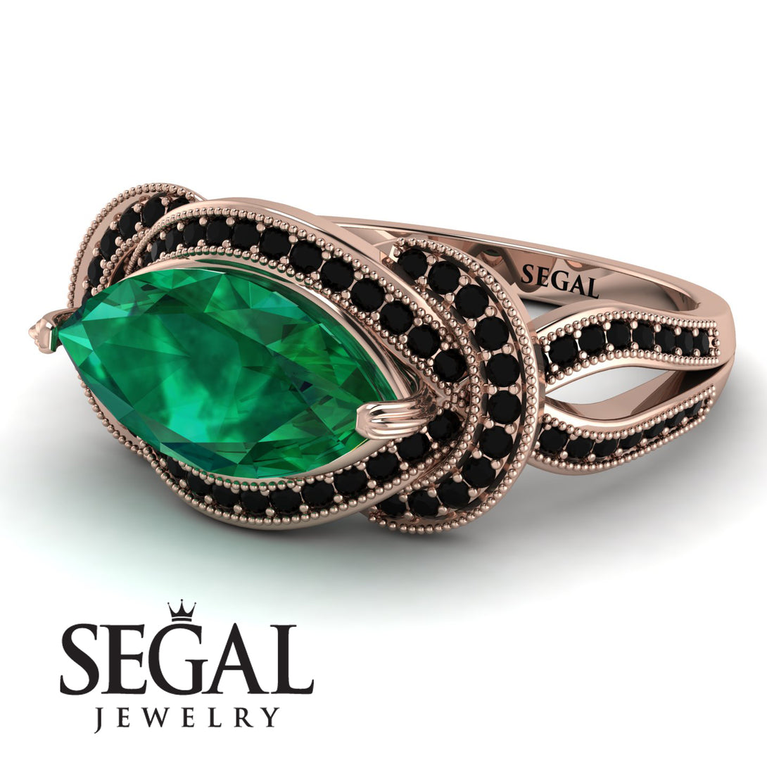 Milgrain Marquise Emerald Engagement Ring - Marley No. 35