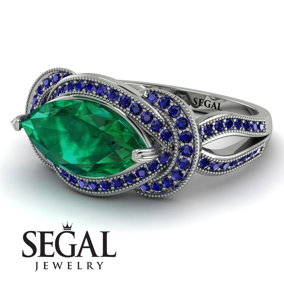 Milgrain Marquise Emerald Engagement Ring - Marley No. 66