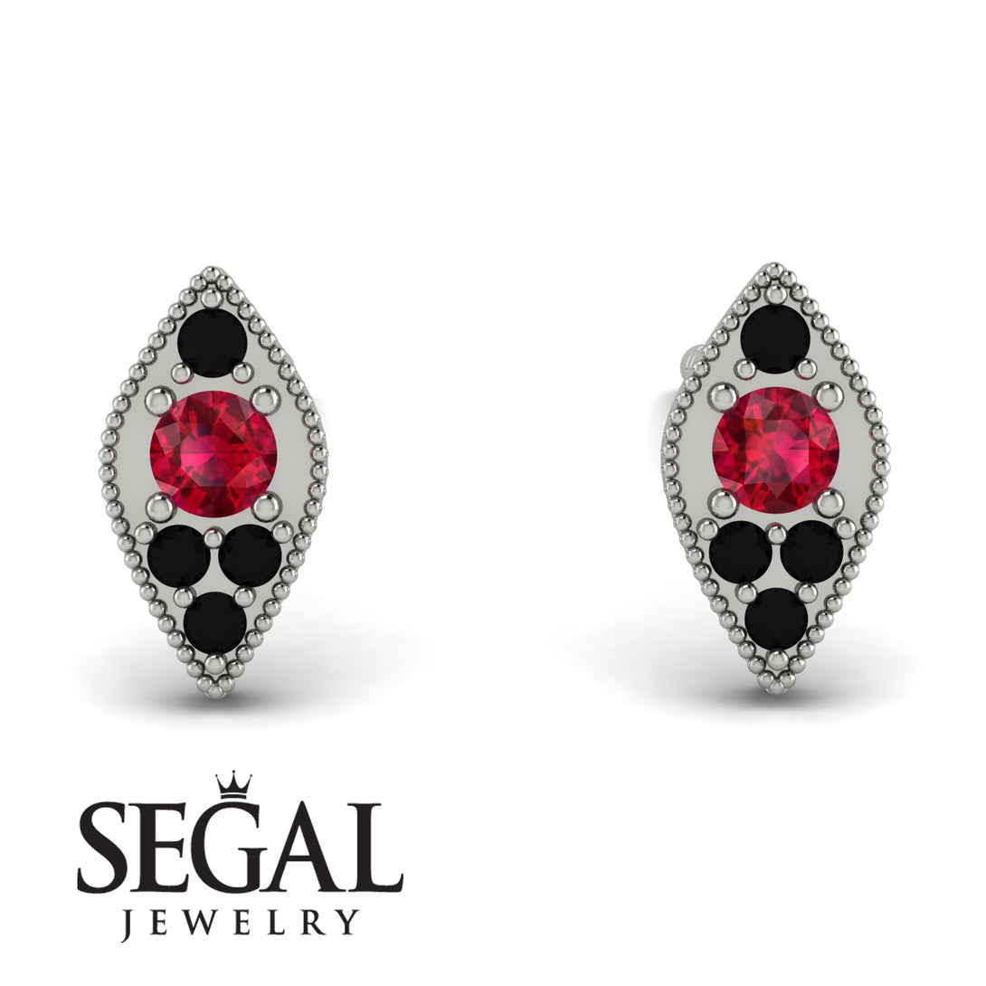 Milgrain Marquise Ruby Earrings - Faye No. 42
