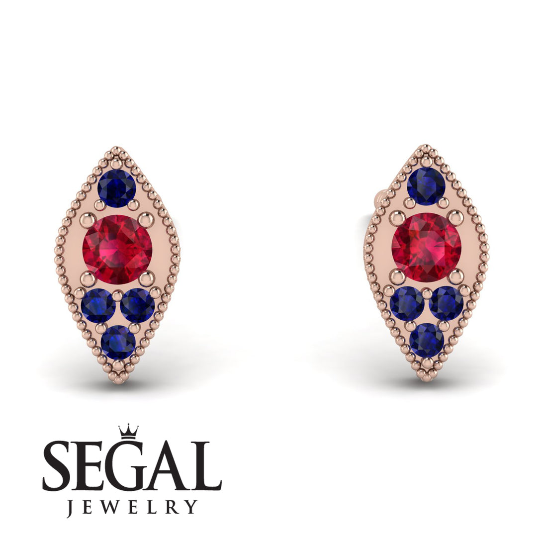 Milgrain Marquise Ruby Earrings - Faye No. 71