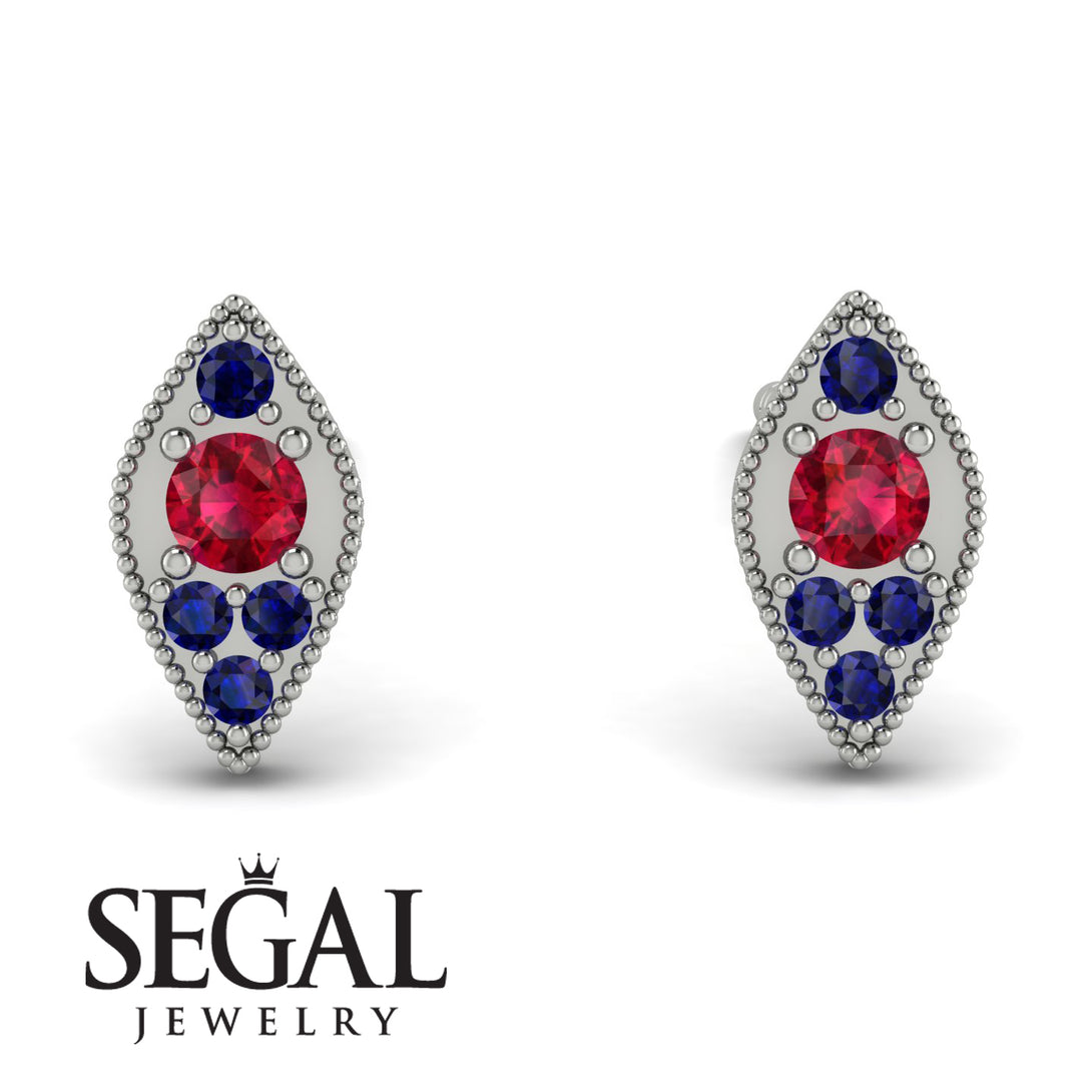 Milgrain Marquise Ruby Earrings - Faye No. 72