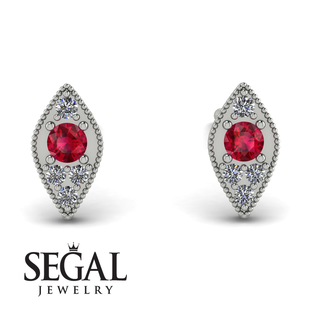 Milgrain Marquise Ruby Earrings - Faye No. 12