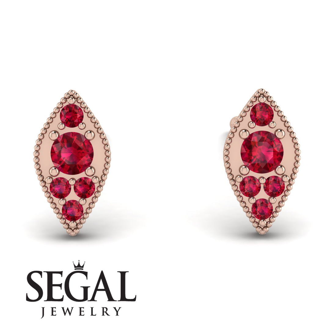 Milgrain Marquise Ruby Earrings - Faye No. 56
