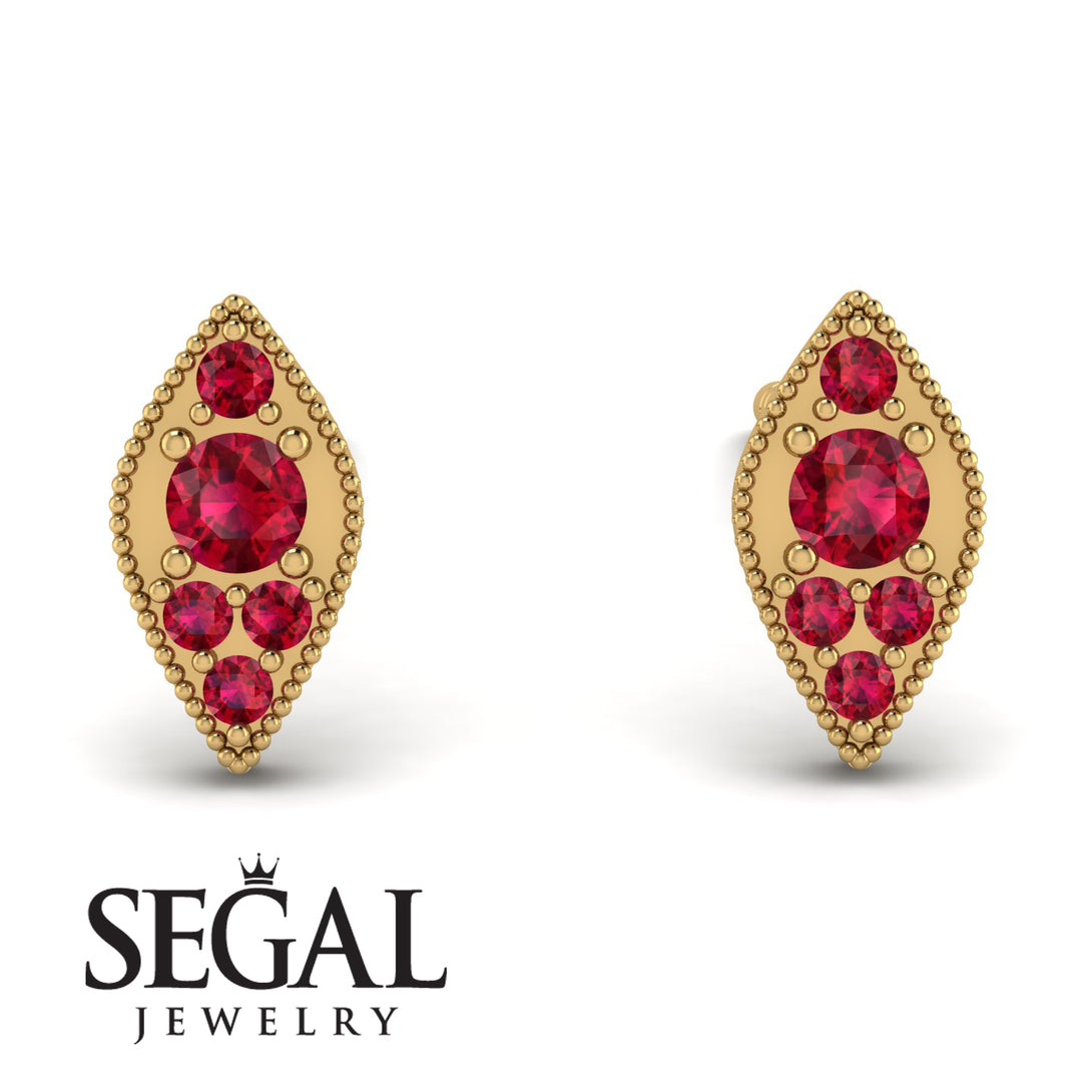 Milgrain Marquise Ruby Earrings - Faye No. 55