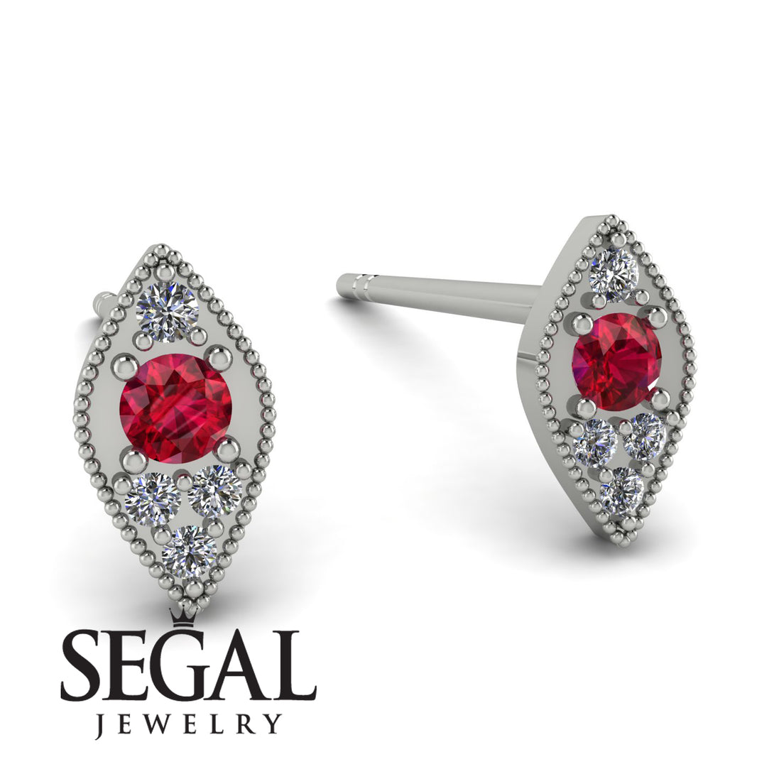 Milgrain Marquise Ruby Earrings - Faye No. 12