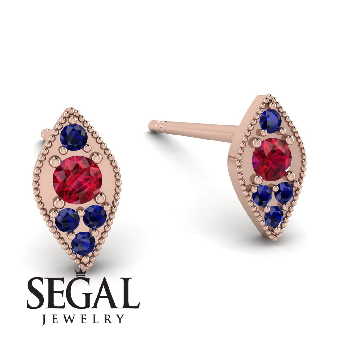Milgrain Marquise Ruby Earrings - Faye No. 71