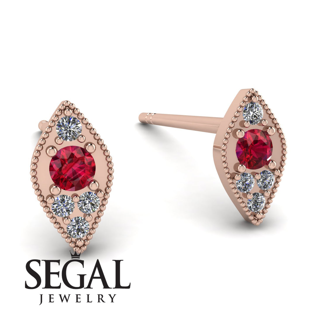 Milgrain Marquise Ruby Earrings - Faye No. 11