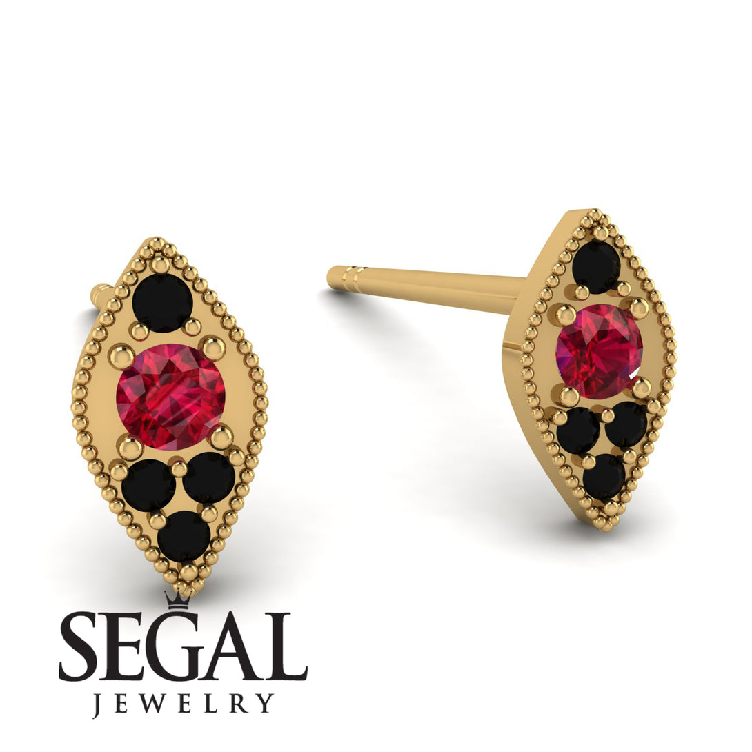 Milgrain Marquise Ruby Earrings - Faye No. 40