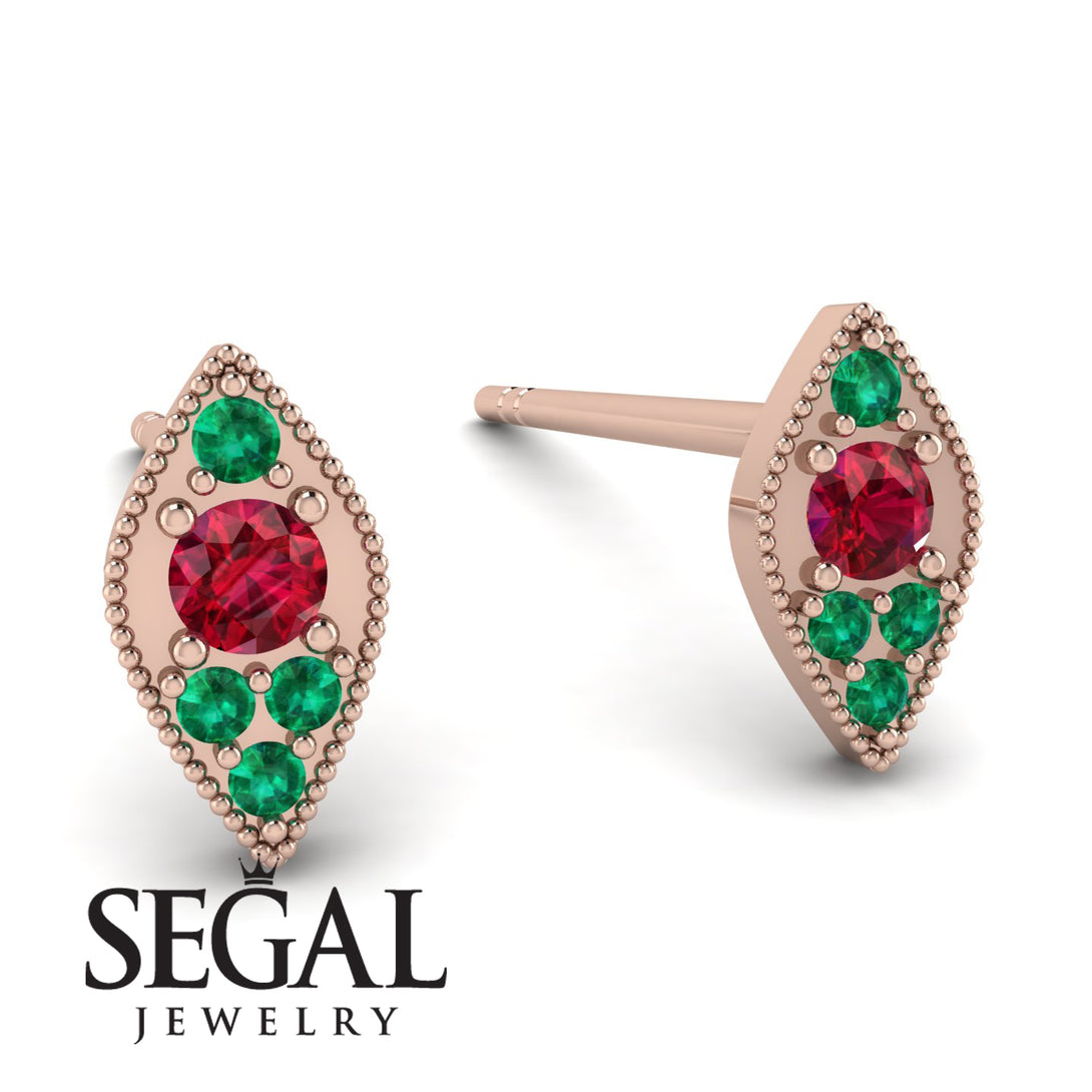 Milgrain Marquise Ruby Earrings - Faye No. 26