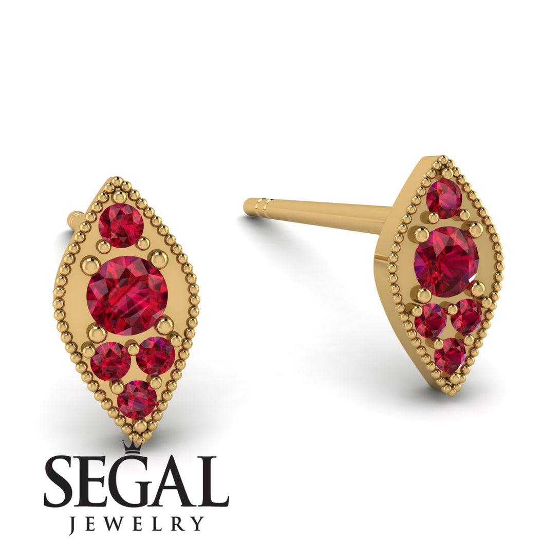 Milgrain Marquise Ruby Earrings - Faye No. 55