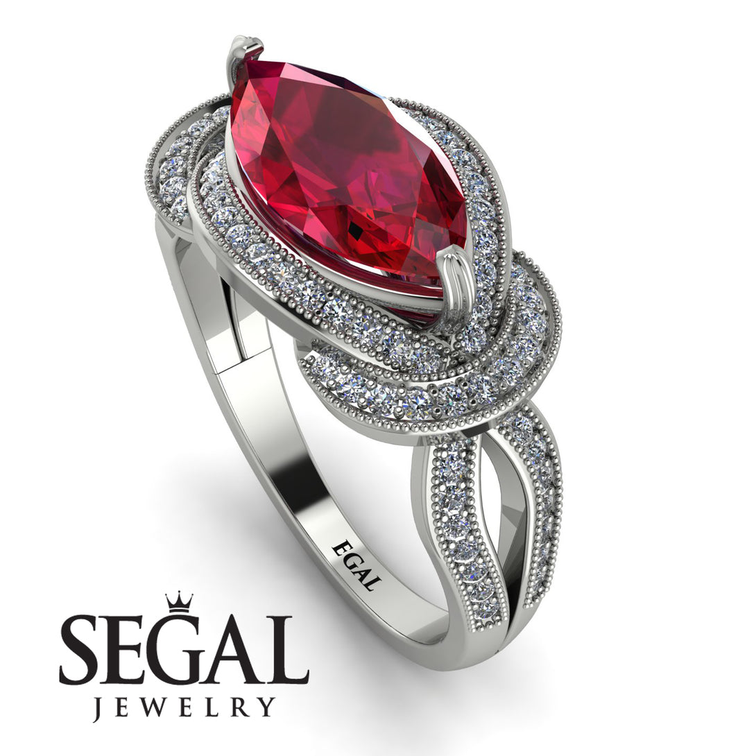 Milgrain Marquise Ruby Engagement Ring - Marley No. 12