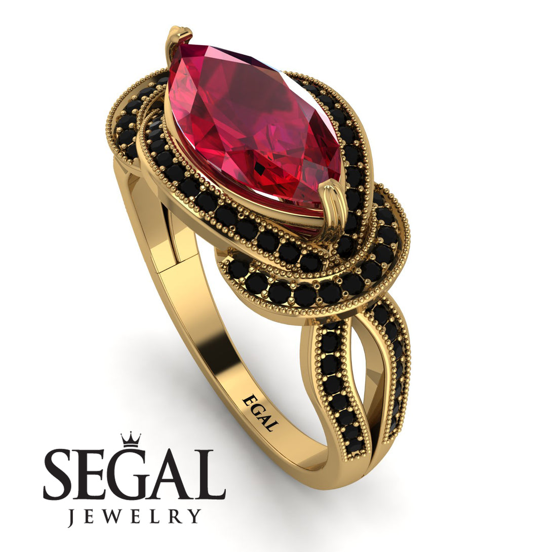 Milgrain Marquise Ruby Engagement Ring - Marley No. 40