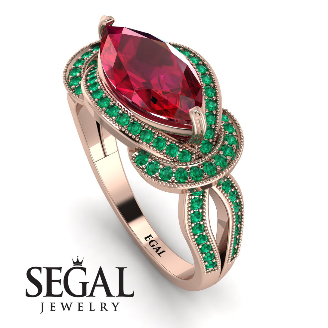 Milgrain Marquise Ruby Engagement Ring - Marley No. 26
