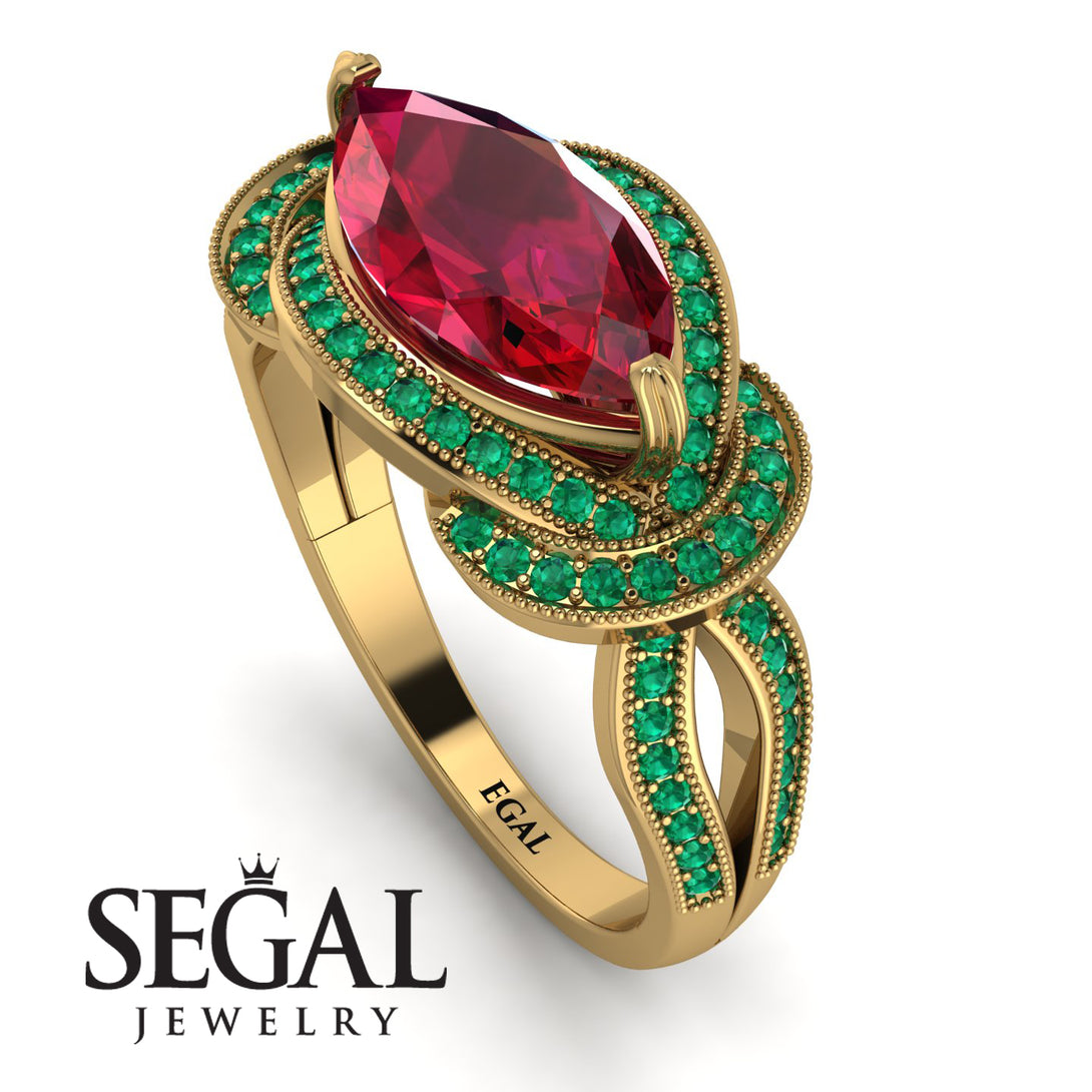 Milgrain Marquise Ruby Engagement Ring - Marley No. 25