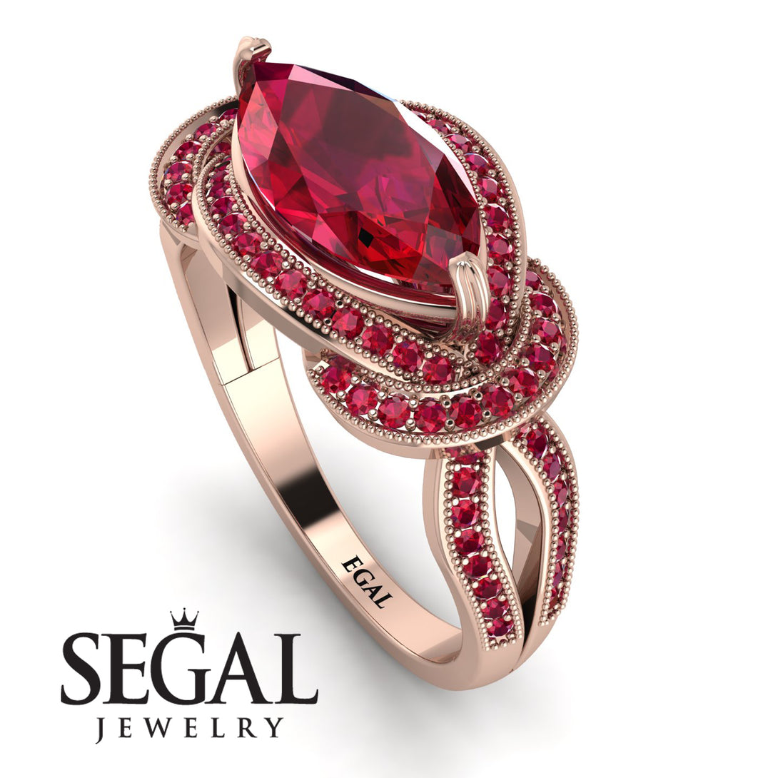 Milgrain Marquise Ruby Engagement Ring - Marley No. 56