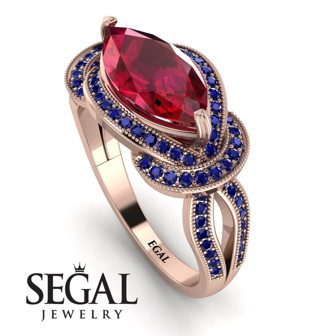 Milgrain Marquise Ruby Engagement Ring - Marley No. 71