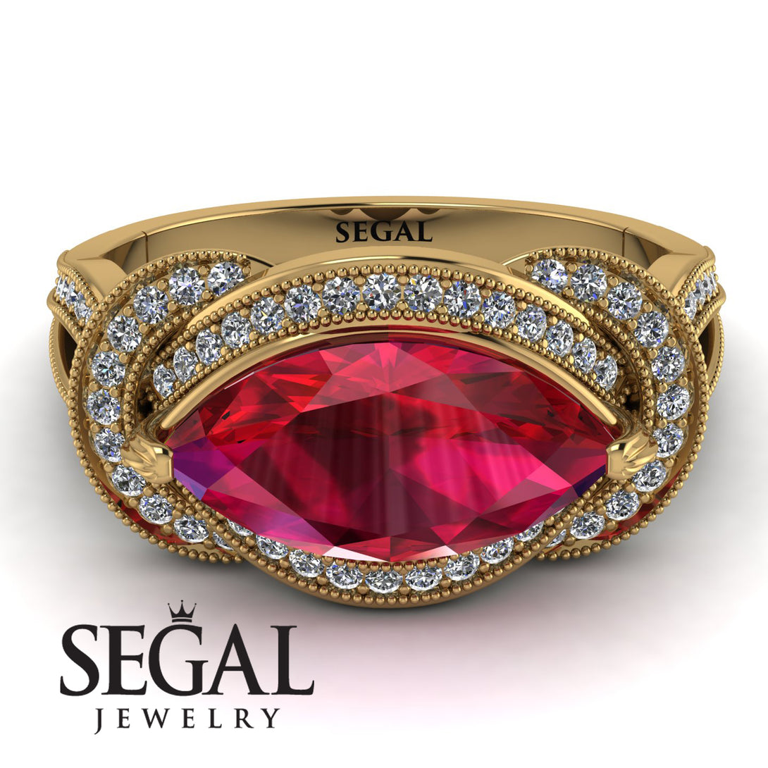 Milgrain Marquise Ruby Engagement Ring - Marley No. 10