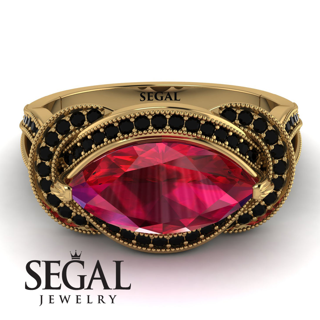 Milgrain Marquise Ruby Engagement Ring - Marley No. 40