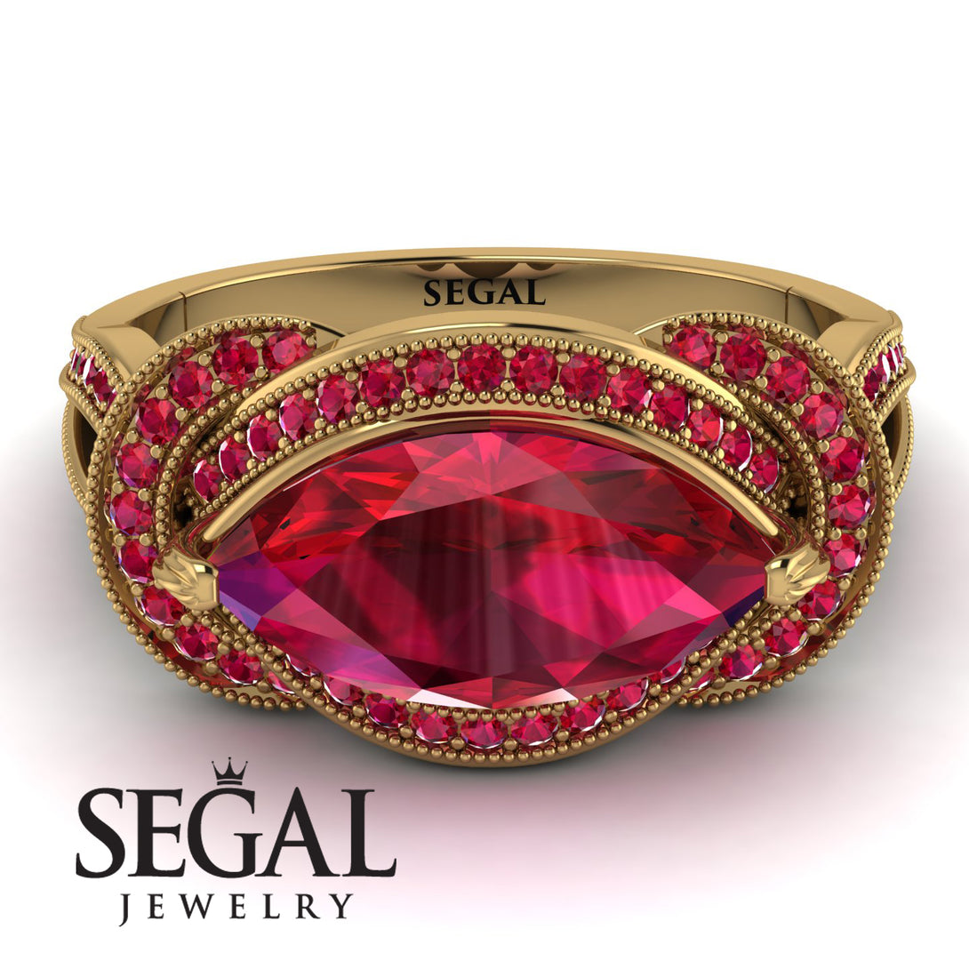 Milgrain Marquise Ruby Engagement Ring - Marley No. 55