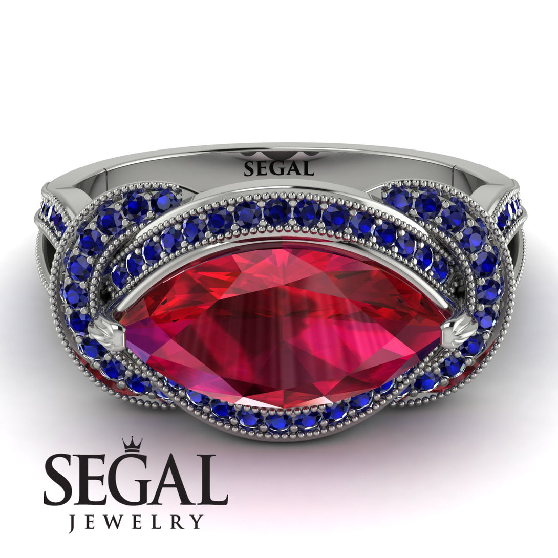 Milgrain Marquise Ruby Engagement Ring - Marley No. 72