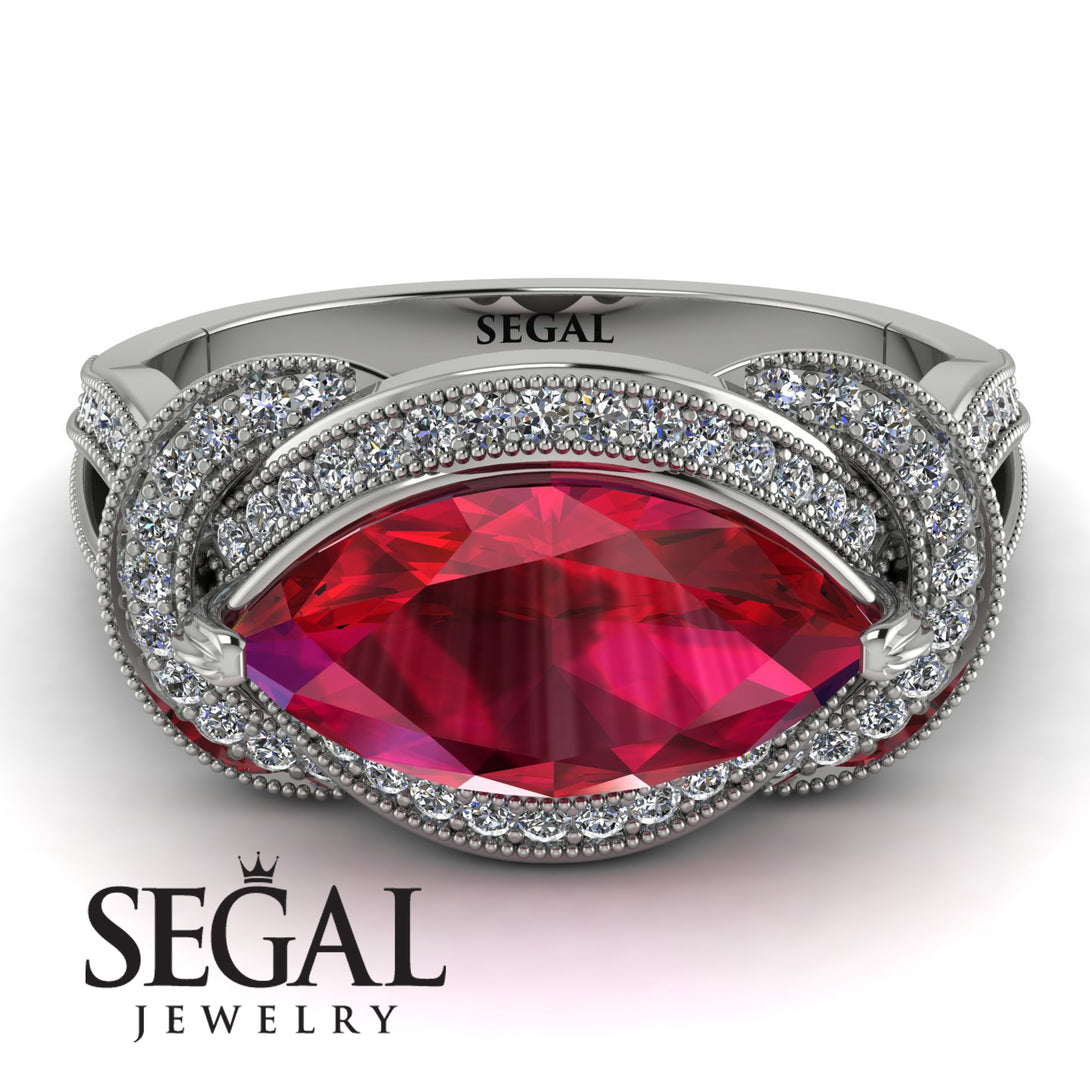 Milgrain Marquise Ruby Engagement Ring - Marley No. 12