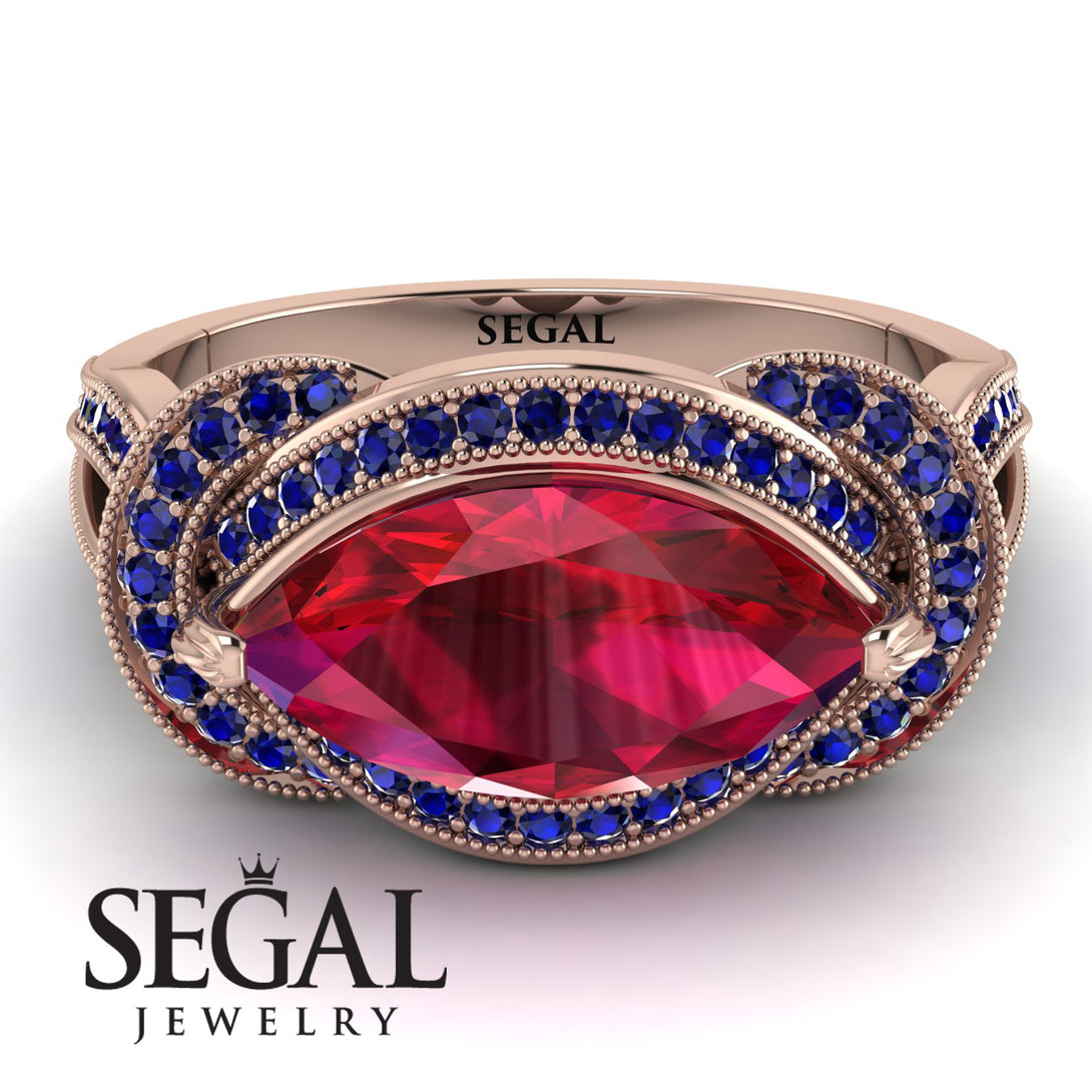 Milgrain Marquise Ruby Engagement Ring - Marley No. 71
