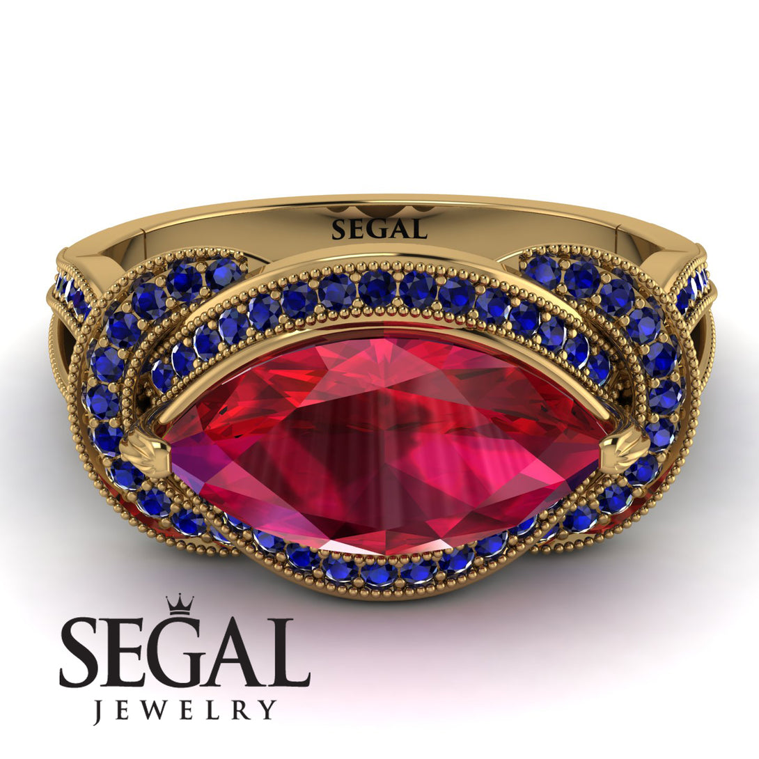 Milgrain Marquise Ruby Engagement Ring - Marley No. 70